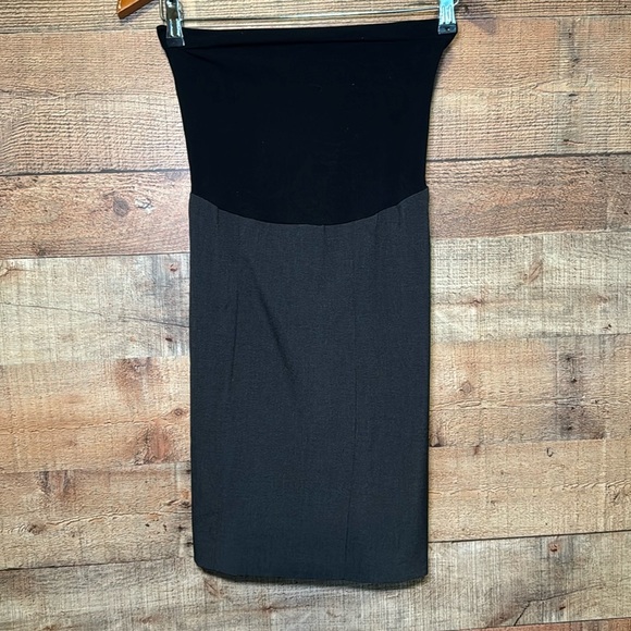 🌻 Oh Baby Secret Fit Belly Gathered Waist Charcoal Skirt size Medium Work Career - Picture 1 of 8